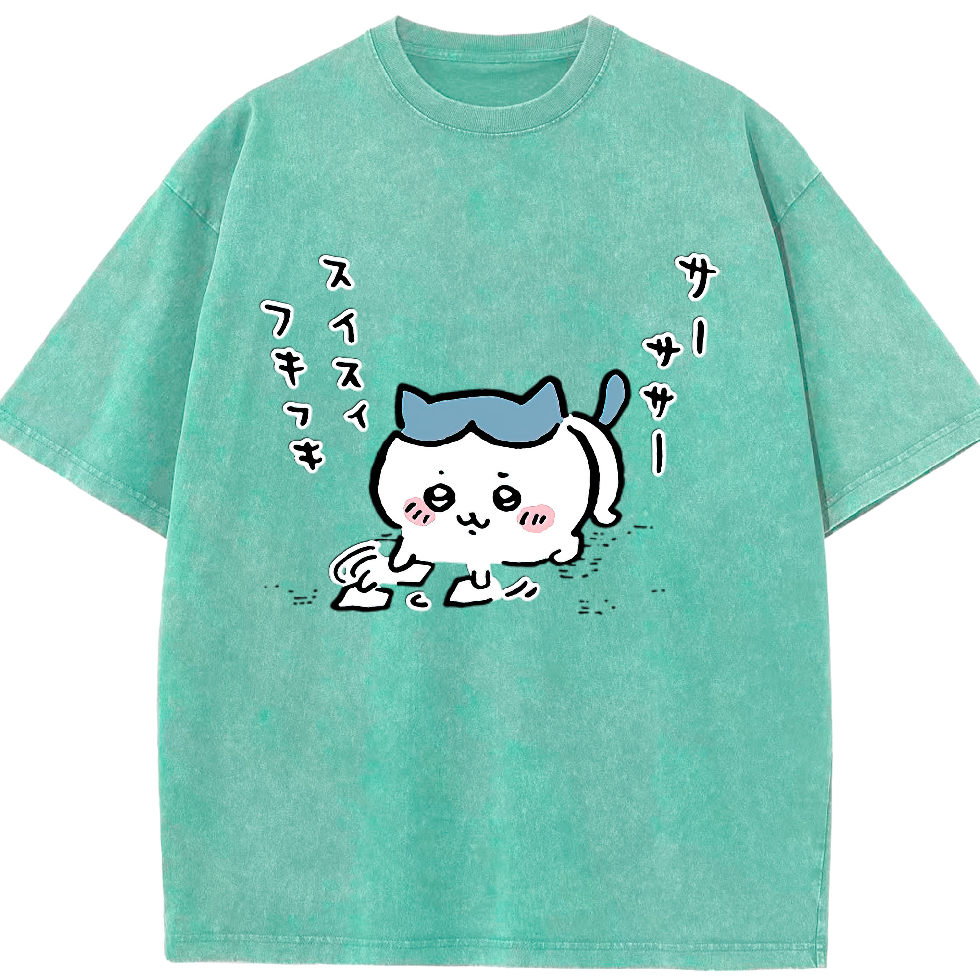 （画像用） ちいかわ ハチワレ Chii-kawa hachiware 綿100% ヴィンテージ風 半袖Tシャツ（フロントプリント）